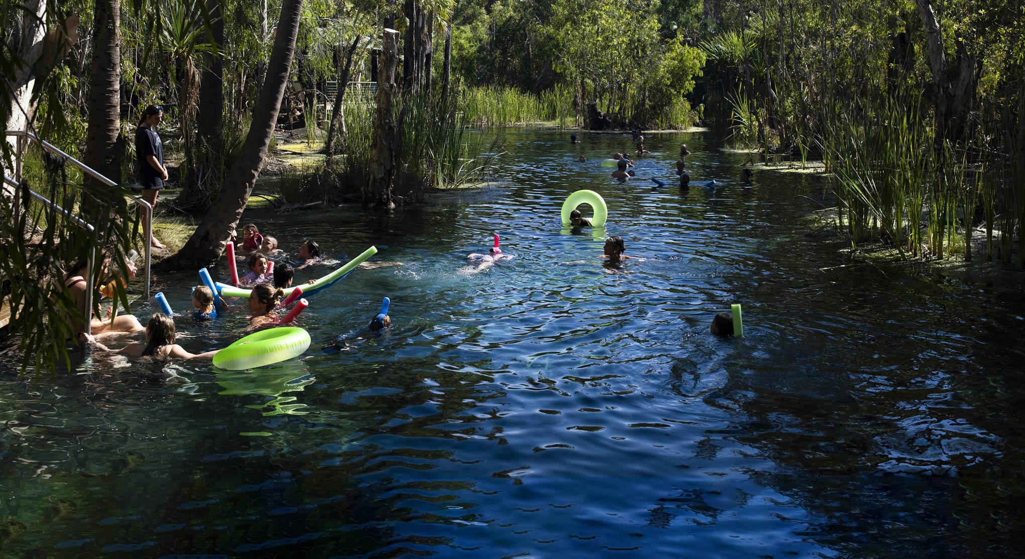 Roper River NT families swimming